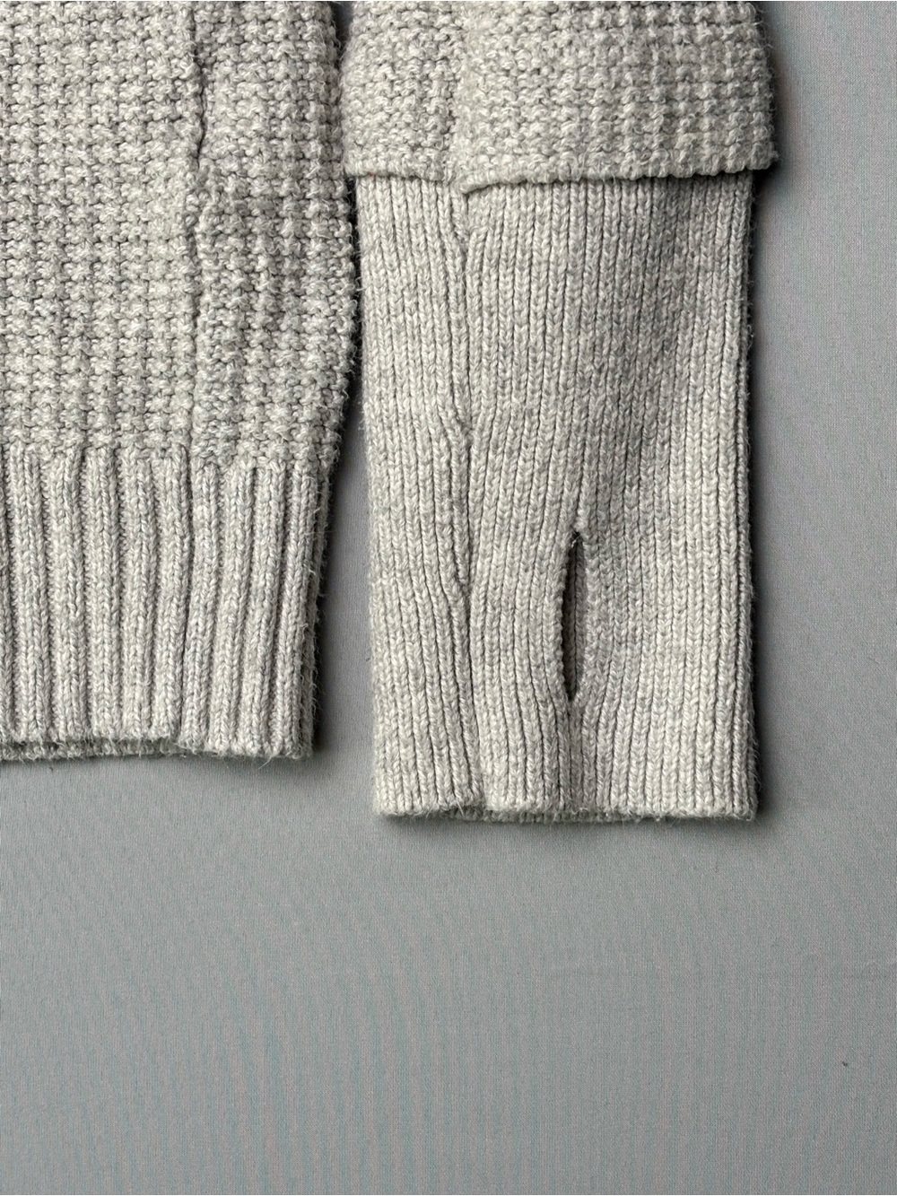 Market & Spruce Gray Chunky Knit Cowl Neck Sweater Cozy Oversized Thumbhole M - Picture 2 of 11